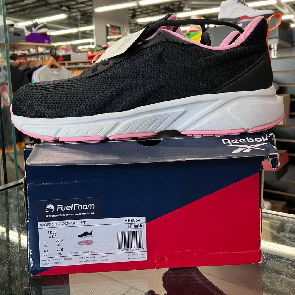 Women’s Reebok Work and Comfort ST Black Pink Fuel Foam Size 10.5 - Picture 3 of 9